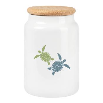 Sea Turtle Duo Ocean Beach Hawaii Marine Life Vibe - Cookie Jar with Wooden Lid - white - Front