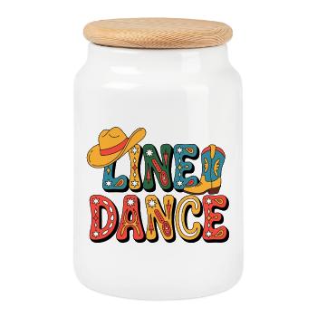 Line Dance Western Fiesta - Cookie Jar with Wooden Lid - white - Front