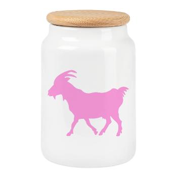 Ziege rosa G.O.A.T. - Keksdose mit Holzdeckel - Weiß - Vorne