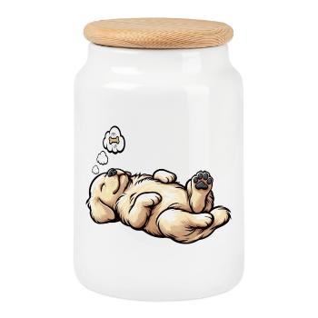 Golden Retriever Goldie Goldiepropriétaire Goldies - Boîte à biscuits avec couvercle en bois - blanc - Devant