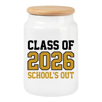 Logo des écoles de la promotion 2026 - Boîte à biscuits avec couvercle en bois - blanc - Devant