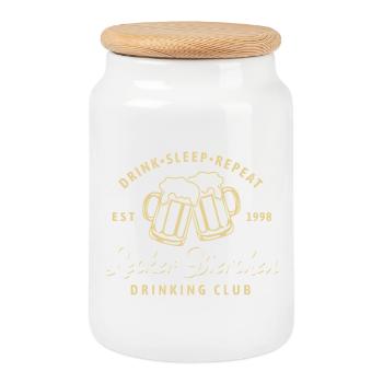 Delicious Beer Drinking Club | Beer | Father's Day - Cookie Jar with Wooden Lid - white - Front