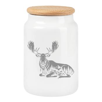 Elk - Cookie Jar with Wooden Lid - white - Front