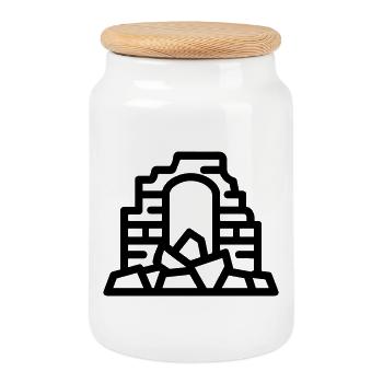 ruines - Boîte à biscuits avec couvercle en bois - blanc - Devant
