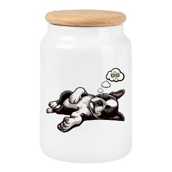 Boston Terrier Boston terrier besitzer Bostie - Keksdose mit Holzdeckel - Weiß - Vorne