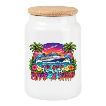 Family Vacation Trip Cruising We Don't Give A Ship - Cookie Jar with Wooden Lid - white - Front