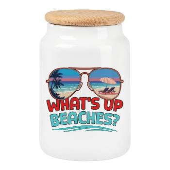 Voyage de vacances en famille Croisière Plages What’s Up - Boîte à biscuits avec couvercle en bois - blanc - Devant