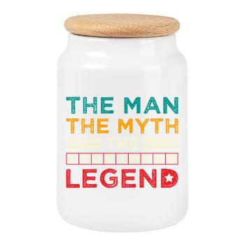 Légende du Mot Croisé : Le mythe de l’homme - Boîte à biscuits avec couvercle en bois - blanc - Devant