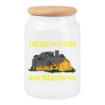 Tritt auf diejenigen, die auf dich treten, Killdozer Art - Keksdose mit Holzdeckel - Weiß - Vorne