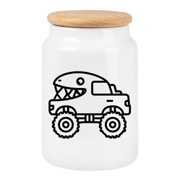 Monstertruck - Keksdose mit Holzdeckel - Weiß - Vorne