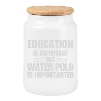 Wasserball ist wichtiger – ein lustiger Sportspruch - Keksdose mit Holzdeckel - Weiß - Vorne