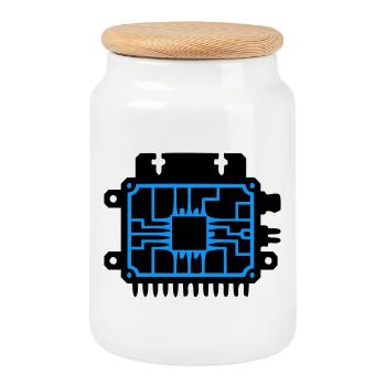 Logo informatique du PCB Microchip - Boîte à biscuits avec couvercle en bois - blanc - Devant