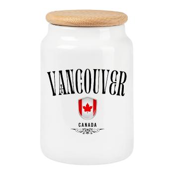 Vancouver Souvenir, elegant Vancouver design - Cookie Jar with Wooden Lid - white - Front