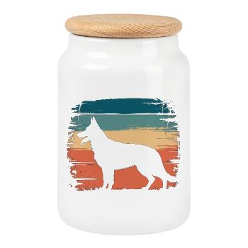 Dingo Animal Dog Sauvage Australien Design - Boîte à biscuits avec couvercle en bois - blanc - Devant