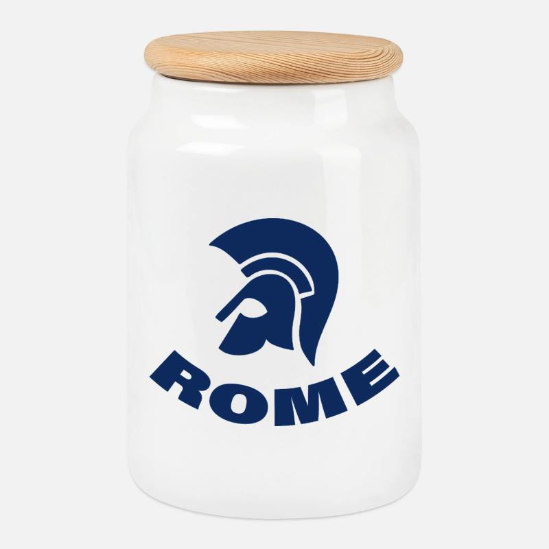 Rome - Cookie Jar with Wooden Lid - white