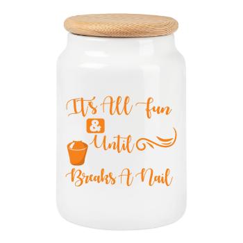 Nail Designer Nail Designer Cosmetics Nail Salon - Cookie Jar with Wooden Lid - white - Front