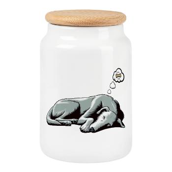 Lévrier irlandais Lévrier Propriétaire de chien de lévrier Fan de chien de loup - Boîte à biscuits avec couvercle en bois - blanc - Devant