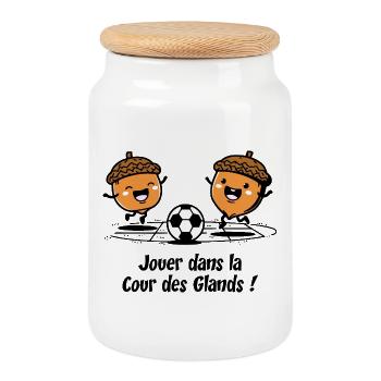 JOUER DANS LA COUR DES GLANDS - humour enfant - Boîte à biscuits avec couvercle en bois - blanc - Devant