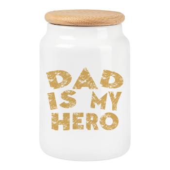 Papa ist mein Held  - Keksdose mit Holzdeckel - Weiß - Vorne