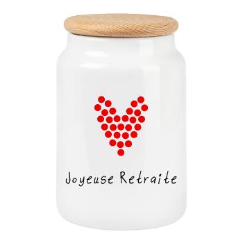 RETRAITE. RETRAITE. RETRAITEE. RETRAITE - Boîte à biscuits avec couvercle en bois - blanc - Devant