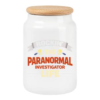 Rockin The Paranormal Investigator Life - Cookie Jar with Wooden Lid - white - Front