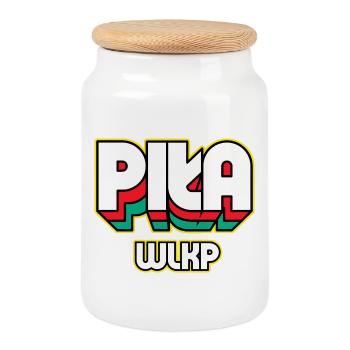Piła Wlkp., nom de la ville dans un style rétro - Boîte à biscuits avec couvercle en bois - blanc - Devant