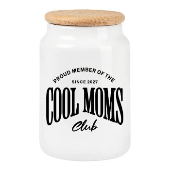 Club des mamans cool - Membre fier - Mama 2027 - Boîte à biscuits avec couvercle en bois - blanc - Devant