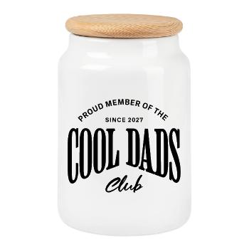 Cool dads club - Stolzes Mitglied - Papa 2027  - Keksdose mit Holzdeckel - Weiß - Vorne