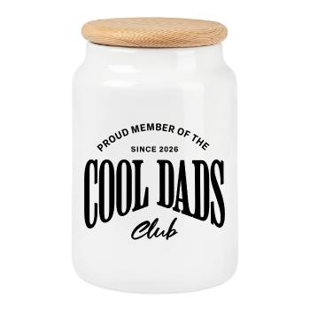 Cool dads club - Stolzes Mitglied - Papa 2026 - Keksdose mit Holzdeckel - Weiß - Vorne