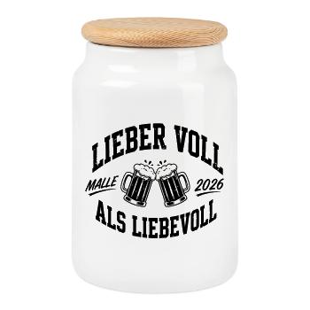 Malle 2026 Better full than loving Mallorca 2026 - Cookie Jar with Wooden Lid - white - Front
