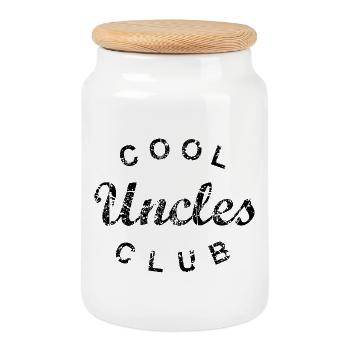 Cadeau de la fête des pères du Cool Uncles Club - Boîte à biscuits avec couvercle en bois - blanc - Devant