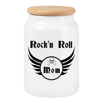 Maman Ailes de Crâne Rock and Roll - Boîte à biscuits avec couvercle en bois - blanc - Devant