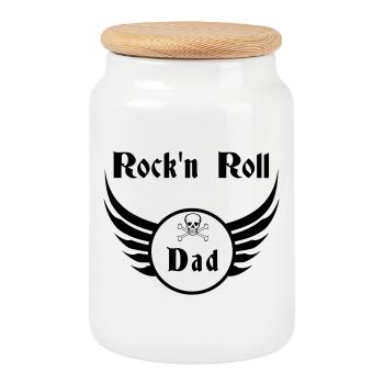 Papa Rock and Roll Ailes de Crâne - Boîte à biscuits avec couvercle en bois - blanc - Devant