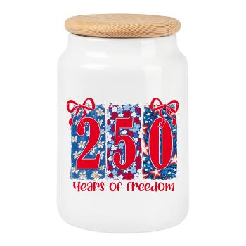 250 ans de liberté florale - Boîte à biscuits avec couvercle en bois - blanc - Devant
