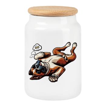 Boxer Boxer Porte-boxeurs Boxer Chien Boxer Propriétaire de boxer Fan boxer - Boîte à biscuits avec couvercle en bois - blanc - Devant