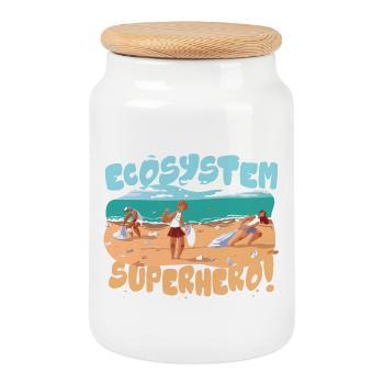 Ecologist Ecology - Cookie Jar with Wooden Lid - white - Front