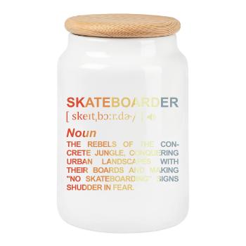 Skateboarder Bedeutung - Keksdose mit Holzdeckel - Weiß - Vorne