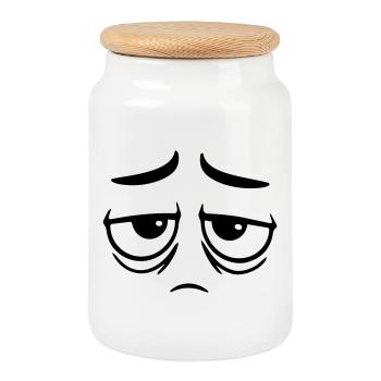 Mürrisches Trauriges Enttäuschtes Gesicht Lustig - Boîte à biscuits avec couvercle en bois - blanc - Devant