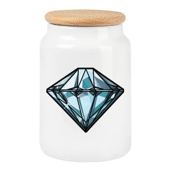 Diamant Symbol - Keksdose mit Holzdeckel - Weiß - Vorne