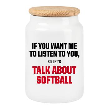 Talk About Softball Funny Fastpitch Player Quote - Keksdose mit Holzdeckel - Weiß - Vorne
