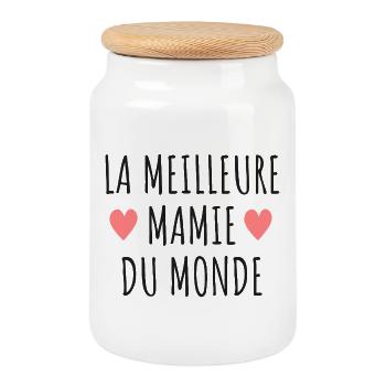 Meilleure Mamie Monde - Boîte à biscuits avec couvercle en bois - blanc - Devant