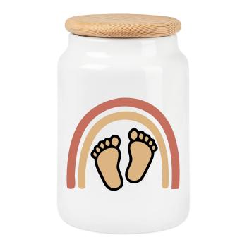 Baby Feet Rainbow Bohême - Boîte à biscuits avec couvercle en bois - blanc - Devant