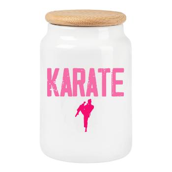 Karate Maman Arts Martiaux Mère Combattante Rose - Boîte à biscuits avec couvercle en bois - blanc - Devant