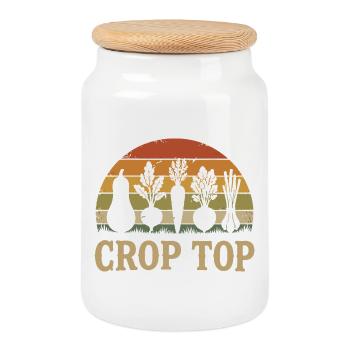 Sunset Garden Silhouette Crop Top - Boîte à biscuits avec couvercle en bois - blanc - Devant