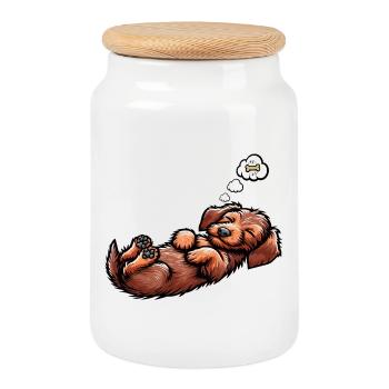 teckel teckel à poils durs propriétaire de teckel teckel - Boîte à biscuits avec couvercle en bois - blanc - Devant