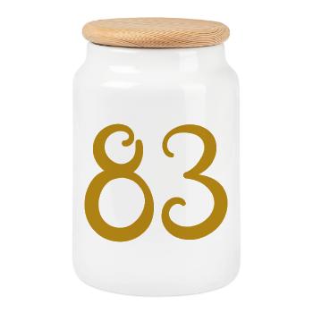 83 - Cookie Jar with Wooden Lid - white - Front