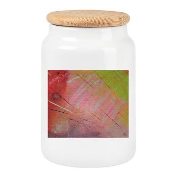 Neon Diagonal Stripe Abstract - Cookie Jar with Wooden Lid - white - Front