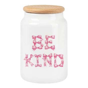 Be Kind T-Shirt Nœud Rose Coquette Aesthetic - Boîte à biscuits avec couvercle en bois - blanc - Devant