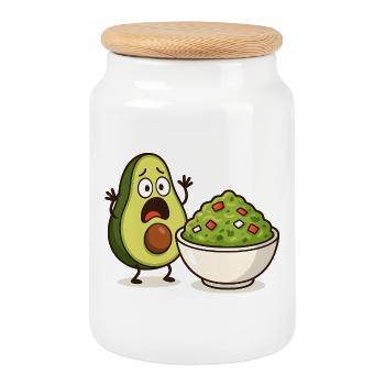 Avocado Guacamole Shock - Cookie Jar with Wooden Lid - white - Front