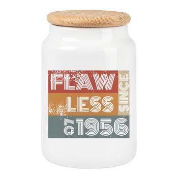 70th Birthday Flawless since 07/1956 - Cookie Jar with Wooden Lid - white - Front